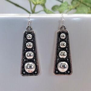 Western Silver Bubble Style 4 Stud Bar Dangle Earrings New